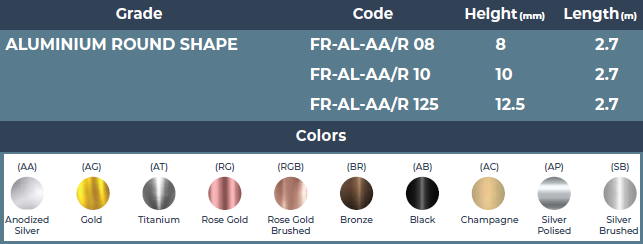ALUMINIUM ROUND PROFILE FOR WALLS