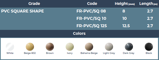 PVC SQUARE PROFILE FOR WALLS